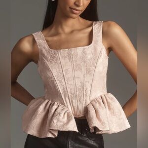 Anthropologie Pink Peplum Blouse